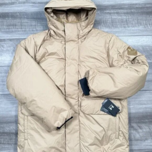 Under Armour Men's UA Limitless Down Jacket Hooded 700FP Camel Size XL NWT $280 - Picture 1 of 7
